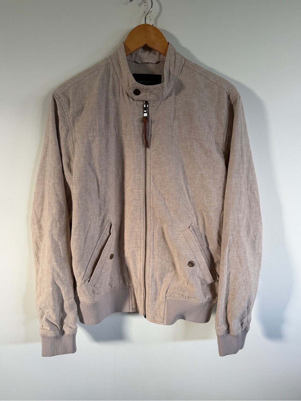 Banana Republic Beige Light Bomber Jacket long sleeve linen small